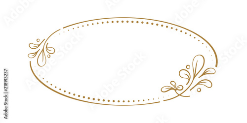 Vector floral vintage oval frame on a white background. photo