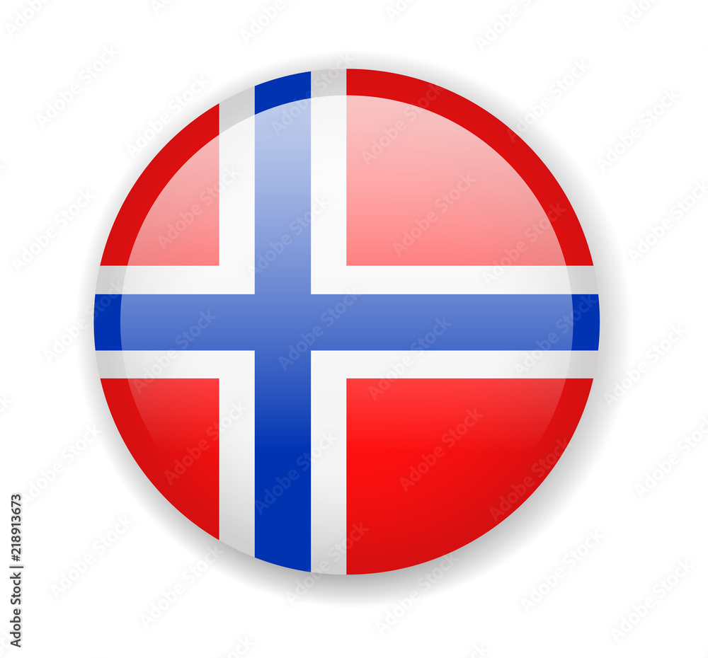 Norway flag. Round bright Icon on a white background Norway flag. Round bright Icon on a white background