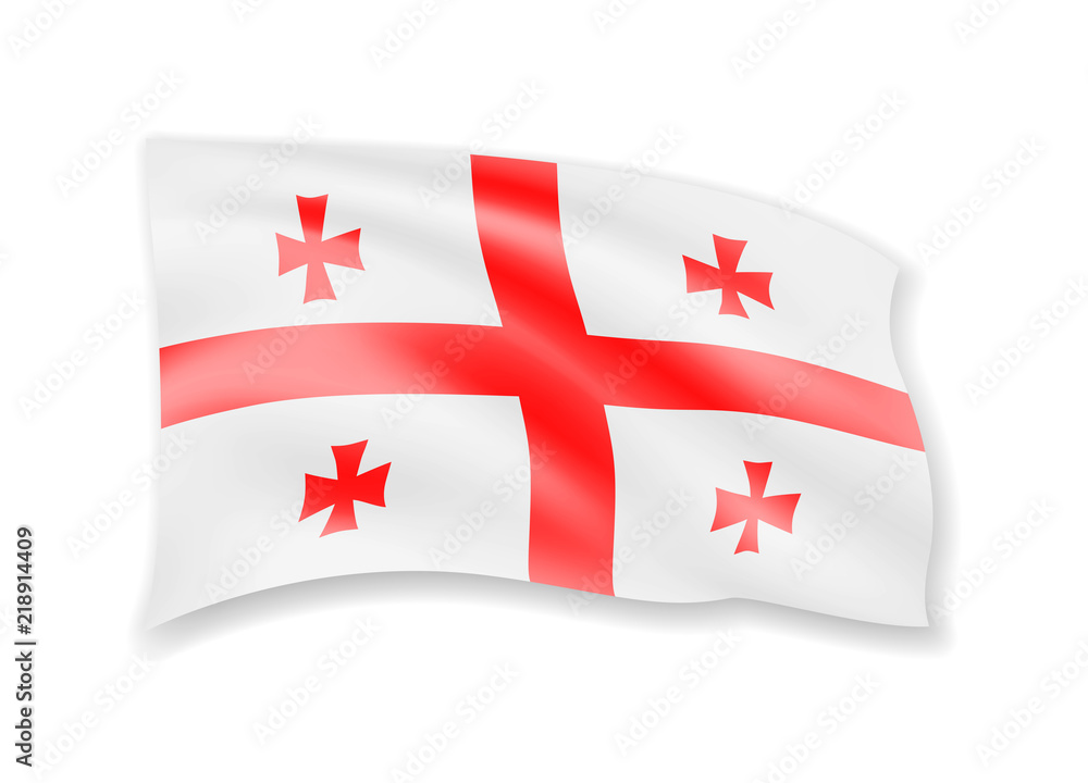 Waving Georgia flag on white. Flag in the wind.