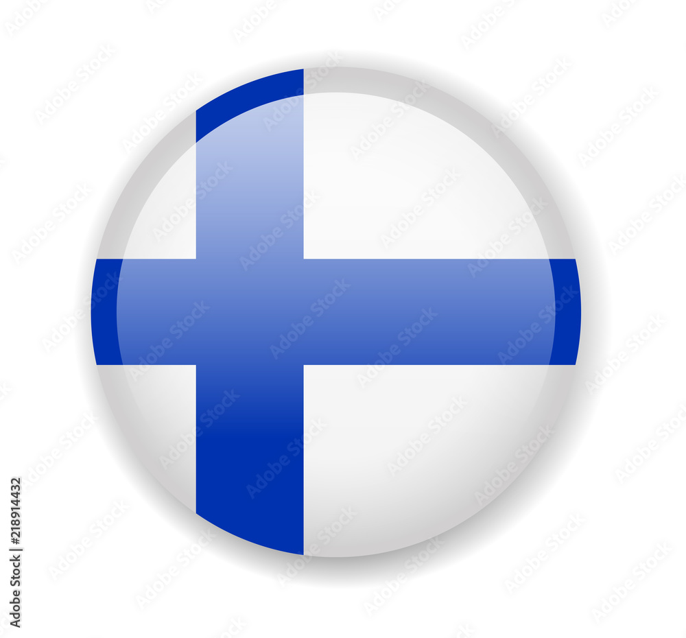 Finland flag. Round bright Icon on a white background Finland flag. Round bright Icon on a white background