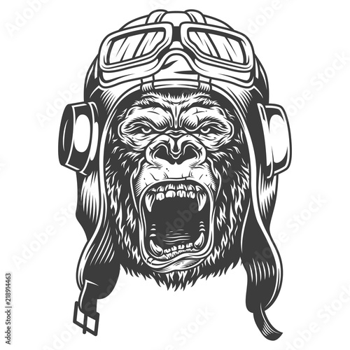 Angry gorilla in monochrome style