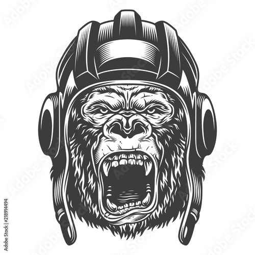 Angry gorilla in monochrome style