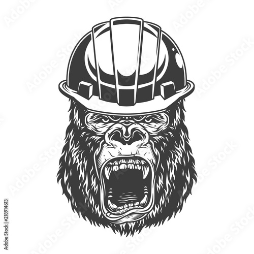 Angry gorilla in monochrome style