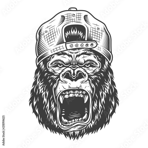 Angry gorilla in monochrome style