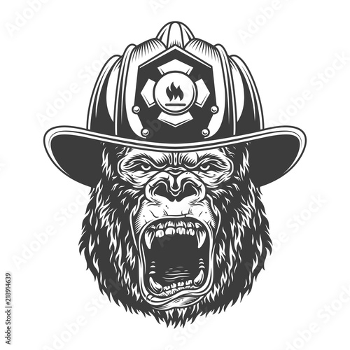 Angry gorilla in monochrome style