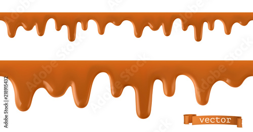 Caramel flows. Seamless pattern. 3d vector