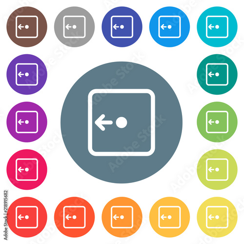 Move object left flat white icons on round color backgrounds