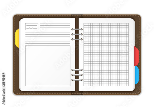 Realistic Detailed 3d Empty Template Organizer Planner. Vector