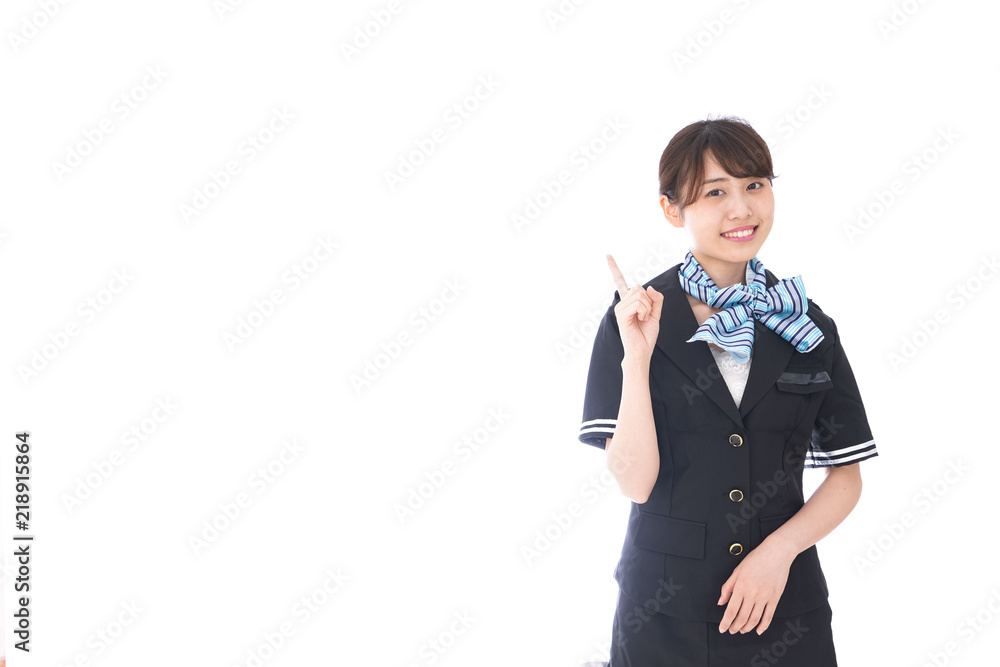 アドバイスをするキャビンアテンダント