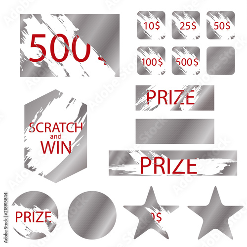 Scratch Games Cards with Effects Scrape. Vector
