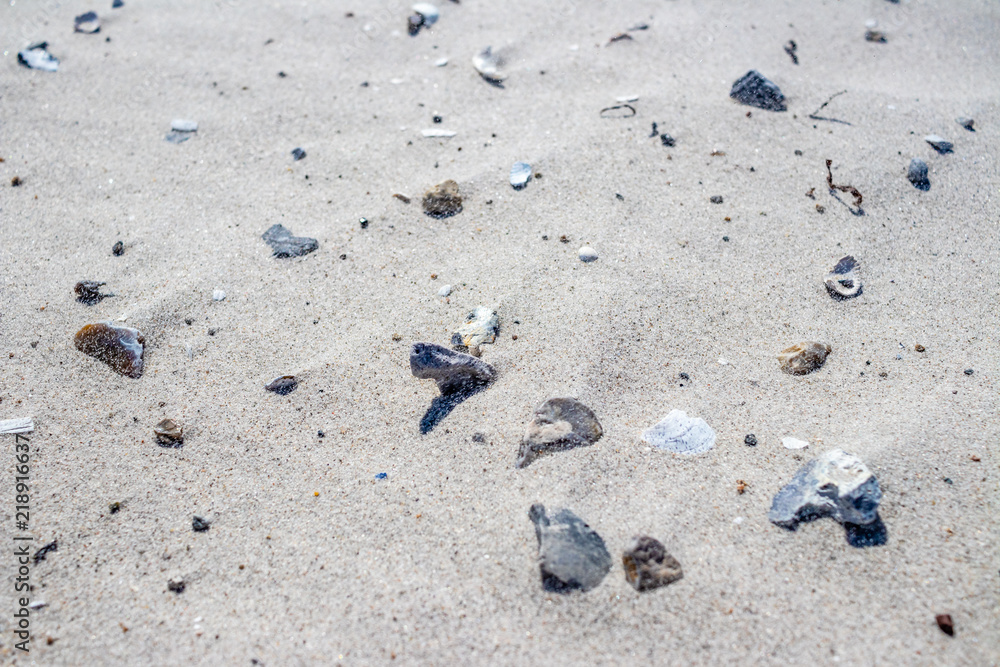 Obraz premium Sandy beach with small rocks