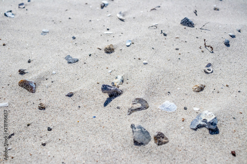 Sandy beach with small rocks