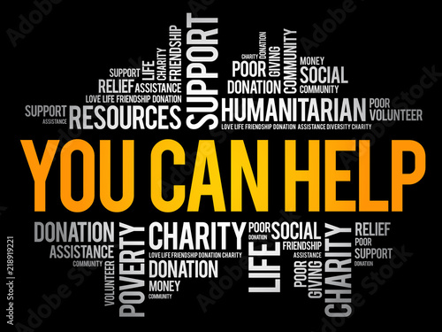 You can help word cloud collage, business concept background
