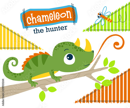 Vector illustration of chameleon cartoon