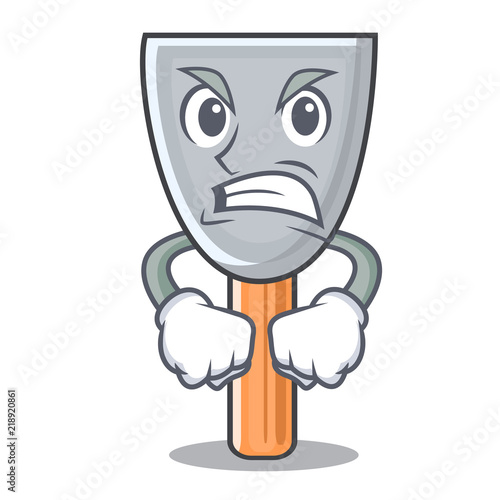 Angry cartoon putty knife in plaster