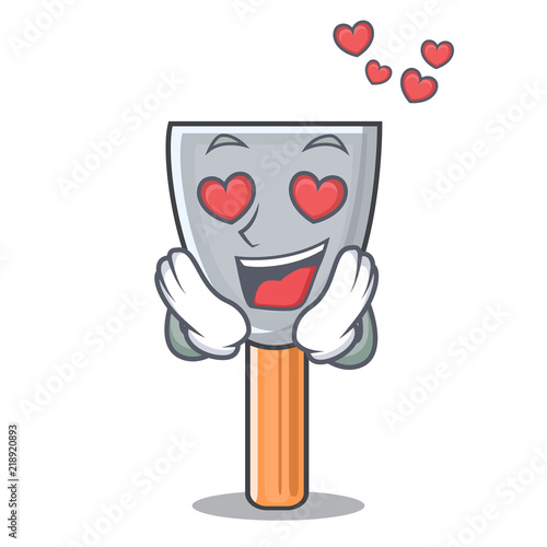 In love cartoon putty knife in plaster