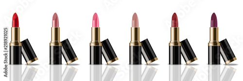 Lipstick set Vector realistic. Product packaging mock up. colorful collection templates