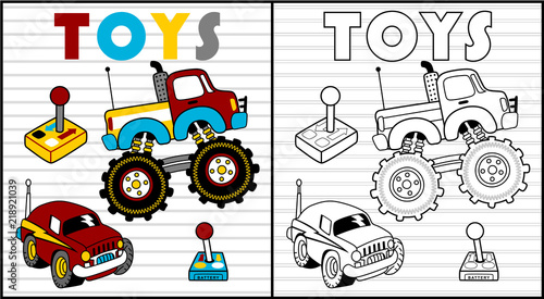 Coloring book vector with kids toys cartoon