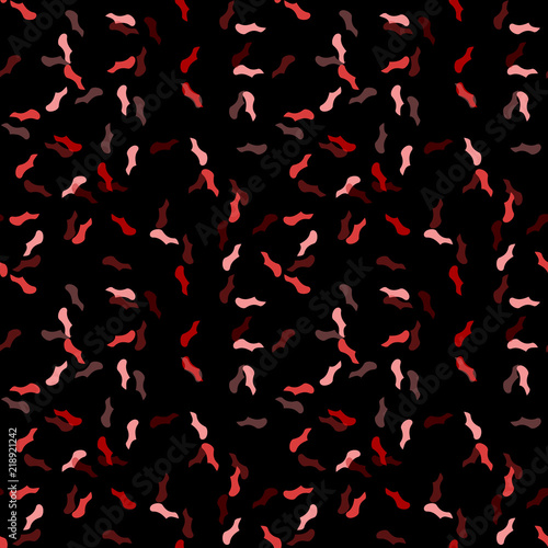 Elegant black seamless pattern with chaotic sparks in different shades of red and pink