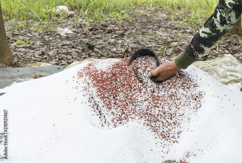 Pile of mix chemical fertilizer in the plant farm.