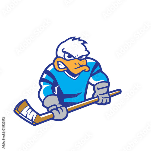 duck mascot with hockey stick