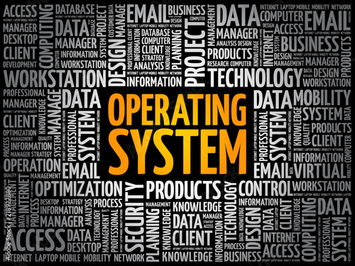 Operating System word cloud, technology concept background