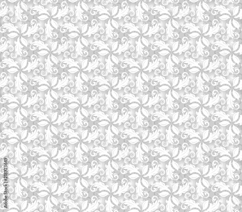 Floral vector light grey ornament. Seamless abstract classic background with flowers. Pattern with repeating floral elements. Ornament for fabric, wallpaper and packaging