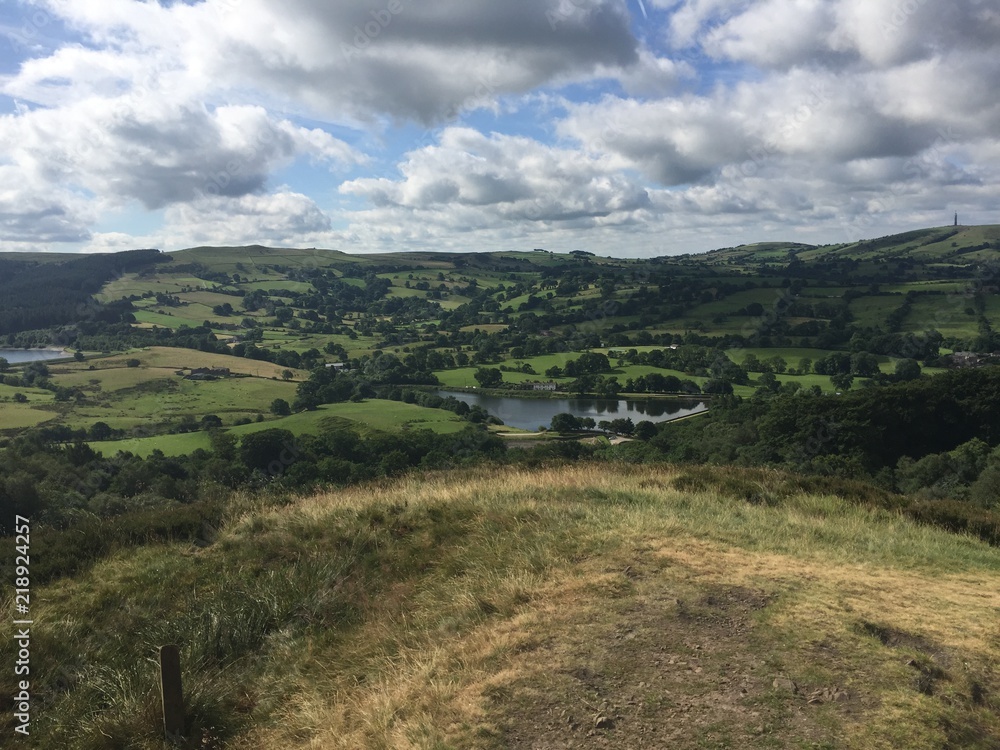 Countryside view over teggs nose country park in the peak district uk 