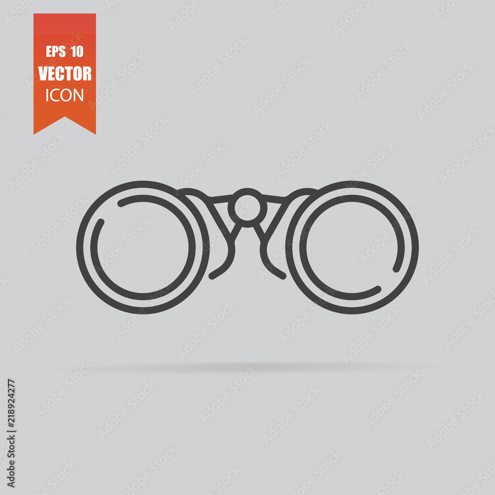 Binoculars icon in flat style isolated on grey background. Binoculars icon in flat style isolated on grey background.