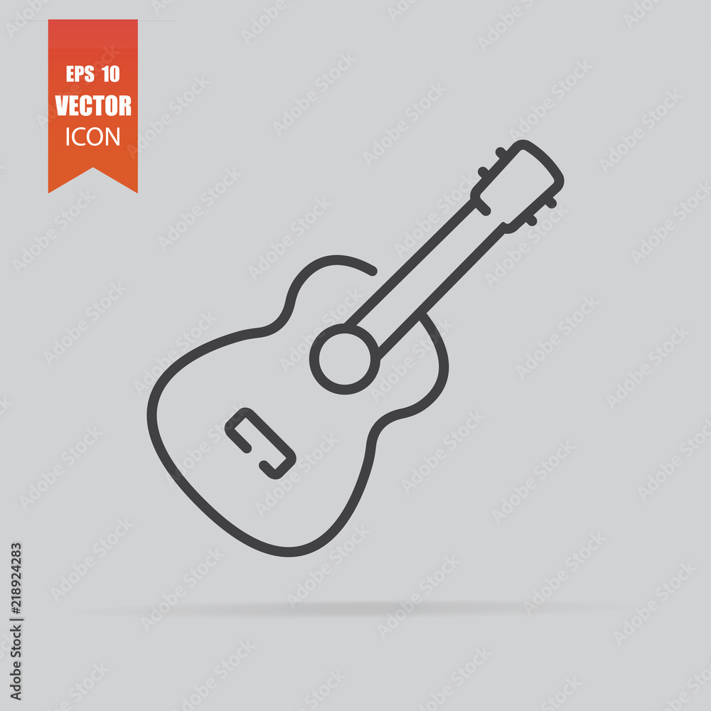 Guitar icon in flat style isolated on grey background. Guitar icon in flat style isolated on grey background.