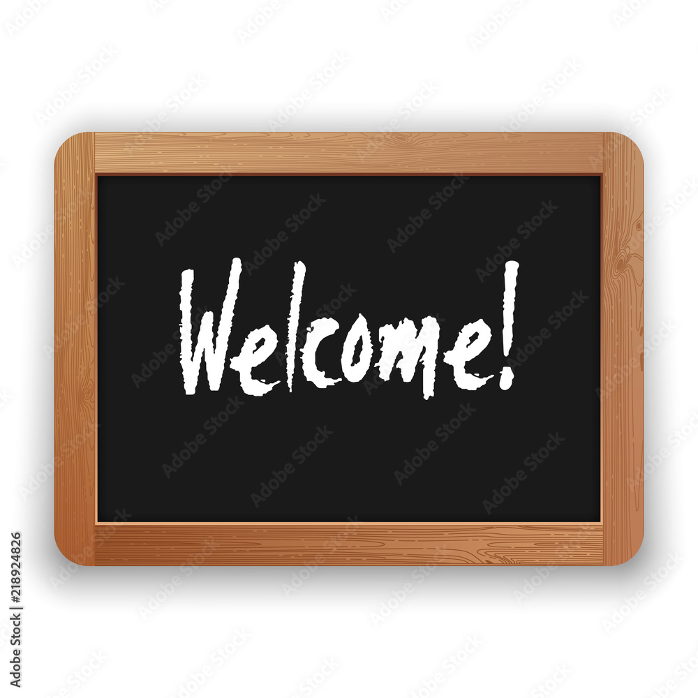 Vector Hand Drawn Welcome Word on a Blackboard Vector Hand Drawn Welcome Word on a Blackboard