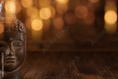 Meditation scene with a face of buddha