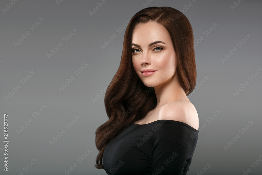 Beautiful hair woman brunette long hair beauty hairstyle female portrait healthy skin Beautiful hair woman brunette long hair beauty hairstyle female portrait healthy skin