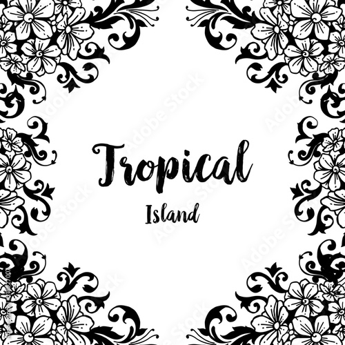 Tropical island card wth flower design vector illustration