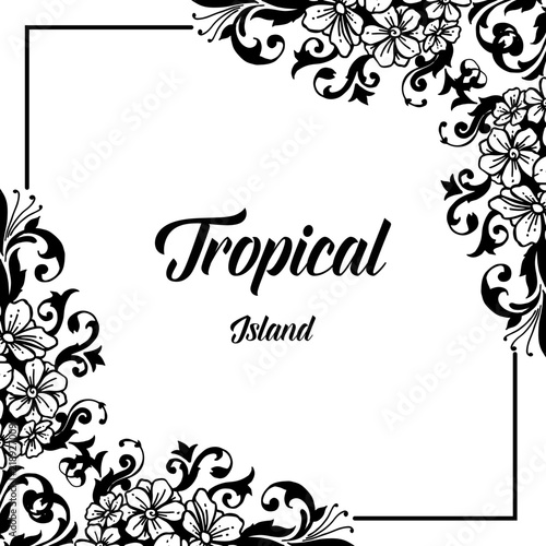 Tropical island card wth flower design vector illustration