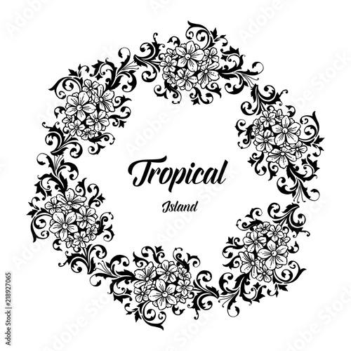Tropical island card wth flower design vector illustration