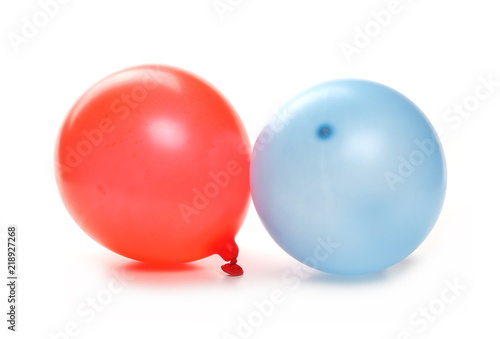 Round, inflated balloons isolated on white background