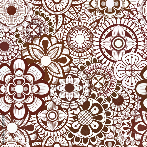 Seamless pattern with floral element henna style. Textile, background, wrapper, packing.