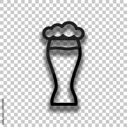 Beer glass. Simple linear icon with thin outline. Black glass ic
