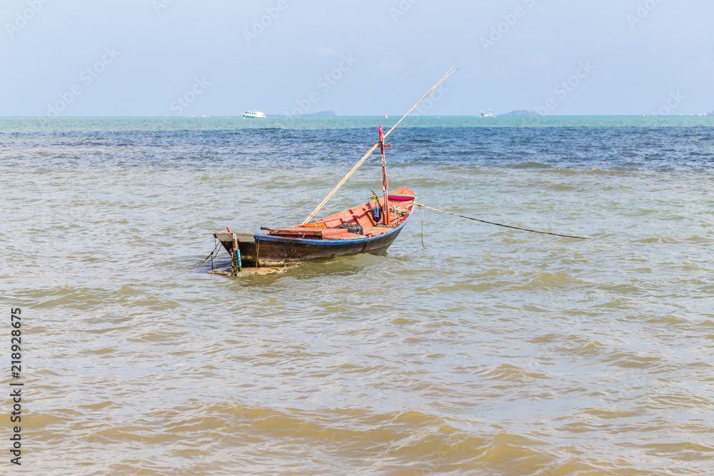 The ship floating in the sea