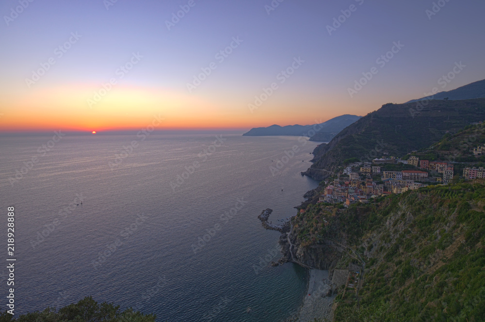 sunset in Riomaggiore, Cinque Terre. Italy