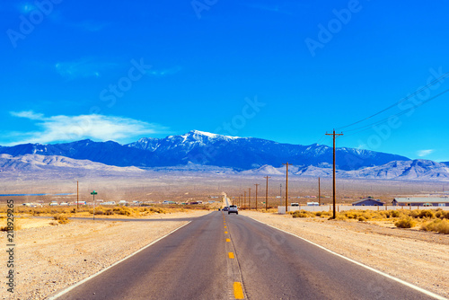 Road in the Valley of Death, California, USA. Copy space for text.