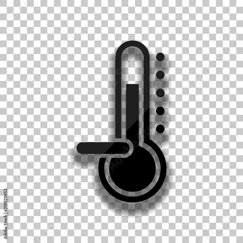 Thermometer, cold. subzero temperature. Black glass icon with so