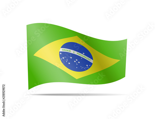 Waving Brazil flag in the wind.