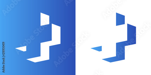 Icono plano cruz espacio negativo en azul y blanco