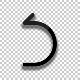 Simple arrow, backward. Linear, thin outline. Black glass icon w
