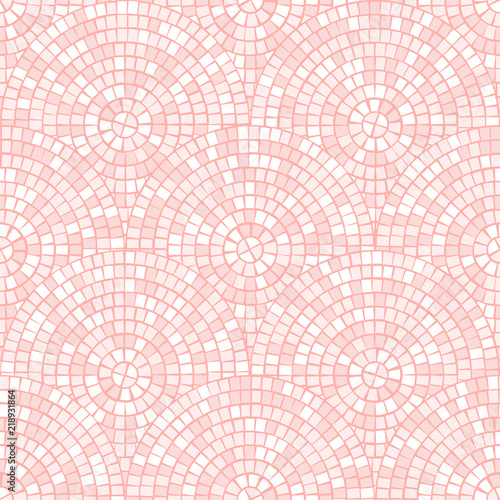 Light pastel pink abstract mosaic seamless pattern. Vector background. Endless texture. Ceramic tile fragments.