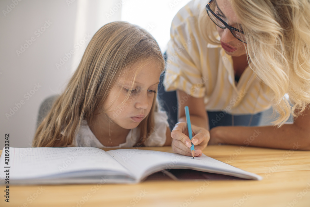 Elementary School Student and Teacher