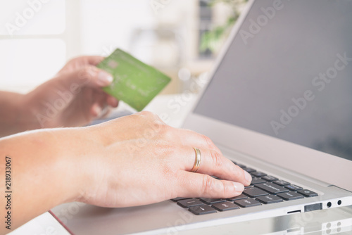 Paying online with credit card photo