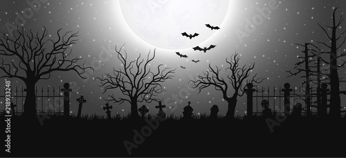 Halloween background with graveyard